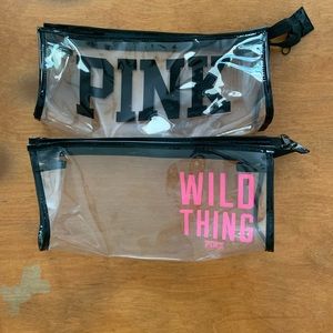 Bundle of 2 ✨ PINK ✨ clear travel bag with zipper top